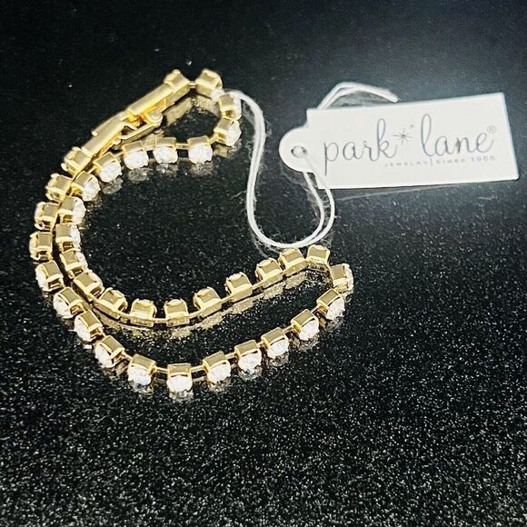 Vintage Park Lane Gold Clear Rhinestone Sparkly Dainty Tennis Bracelet NWT 1390 - Picture 2 of 12